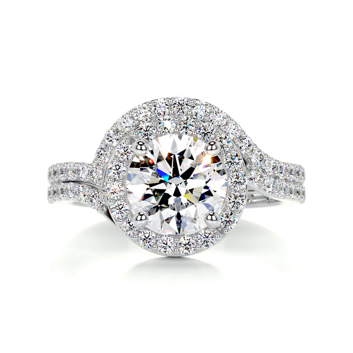 The Shelby Moissanite & Diamonds Bridal Set Moissanite 18K White 1 Carat Round#material_18k-white