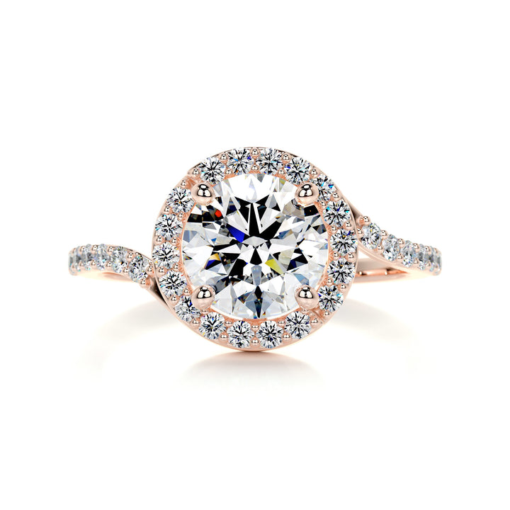 The Shelby Moissanite & Diamonds Ring Moissanite 14K Rose 1 Carat Round#material_14k-rose