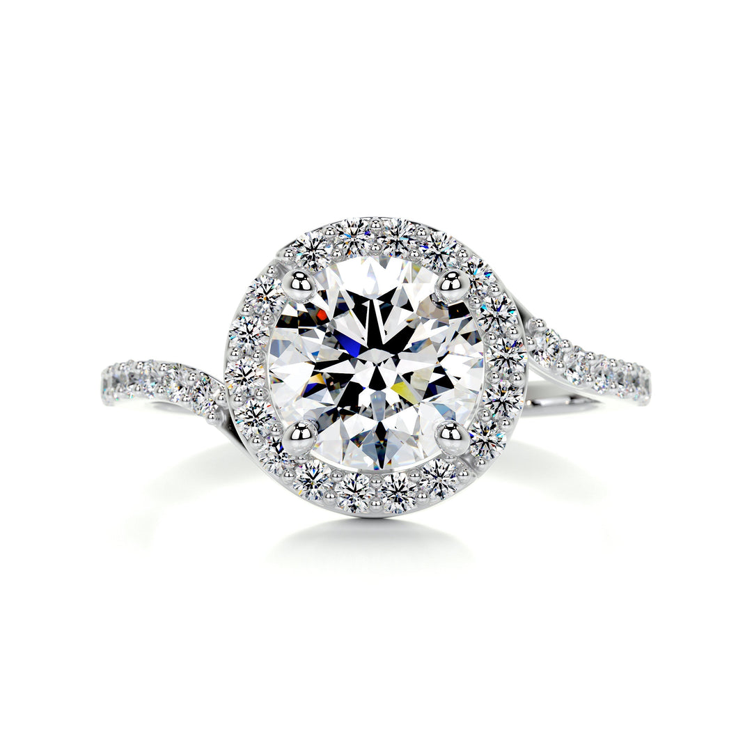 The Shelby Moissanite & Diamonds Ring Moissanite 14K White 1 Carat Round#material_14k-white