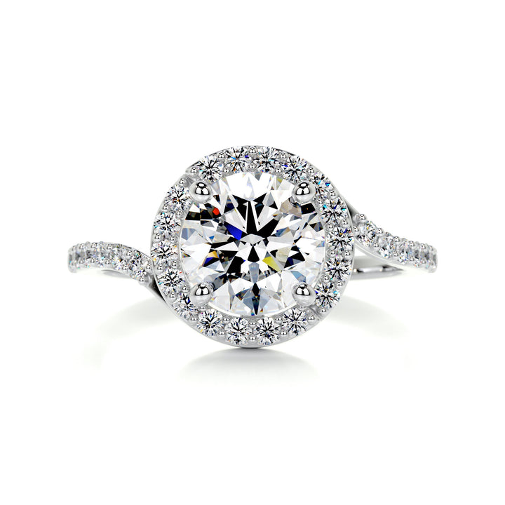 The Shelby Moissanite & Diamonds Ring Moissanite 14K White 1 Carat Round#material_14k-white