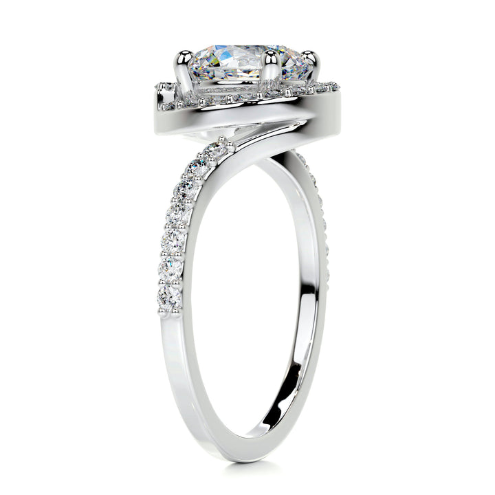 The Shelby Moissanite & Diamonds Ring Moissanite 14K White 2 Carat Round#material_14k-white