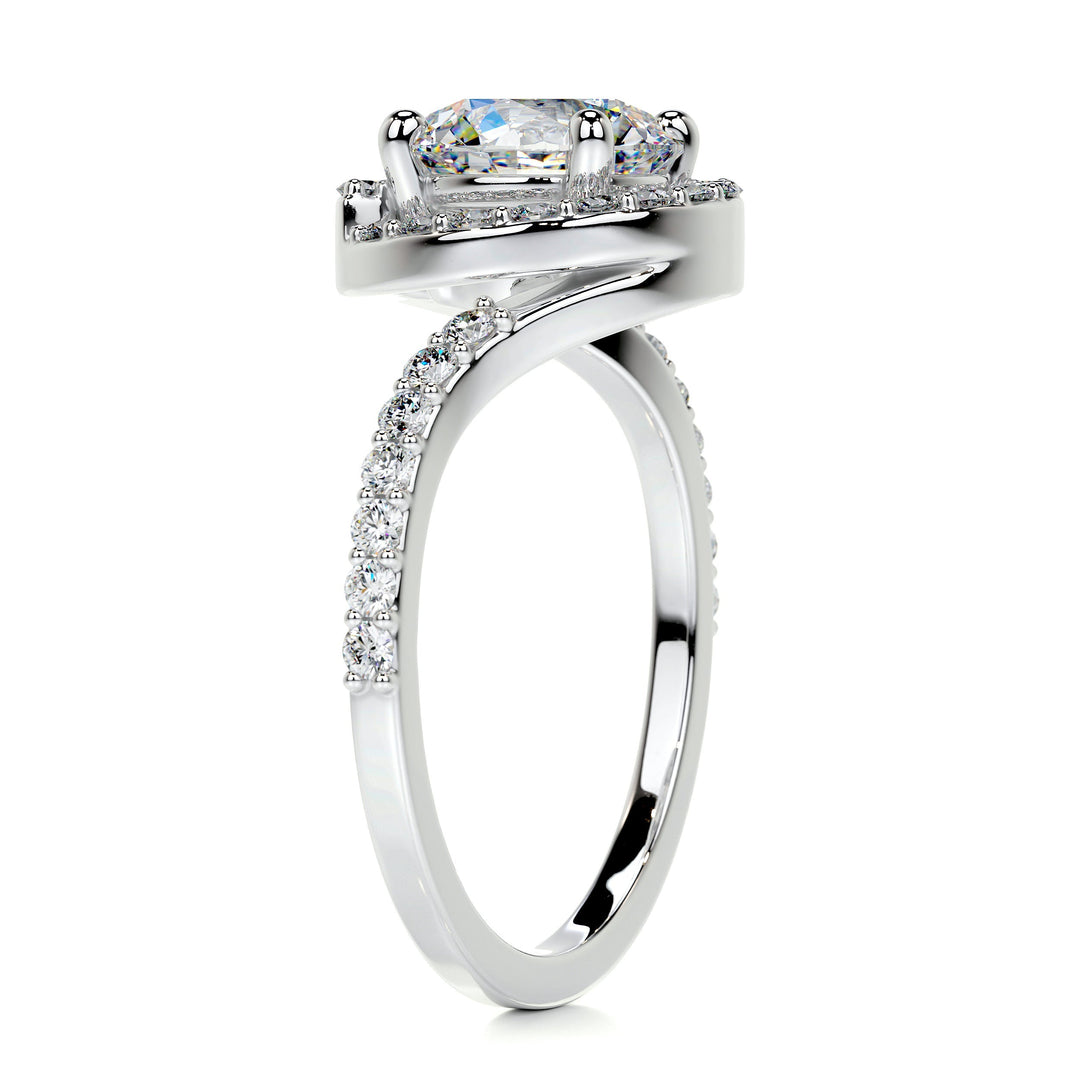 The Shelby Moissanite & Diamonds Ring Moissanite 18K White 2 Carat Round#material_18k-white