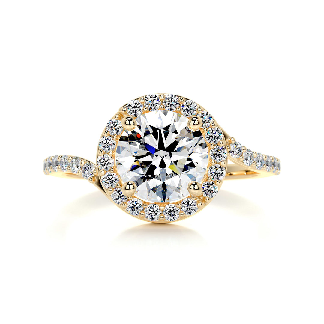 The Shelby Moissanite & Diamonds Ring Moissanite 18K Gold 1 Carat Round#material_18k-gold