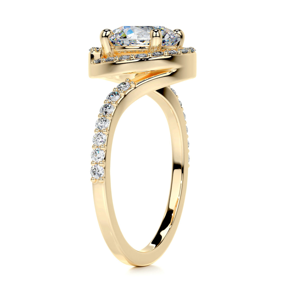 The Shelby Moissanite & Diamonds Ring Moissanite 18K Gold 2 Carat Round#material_18k-gold