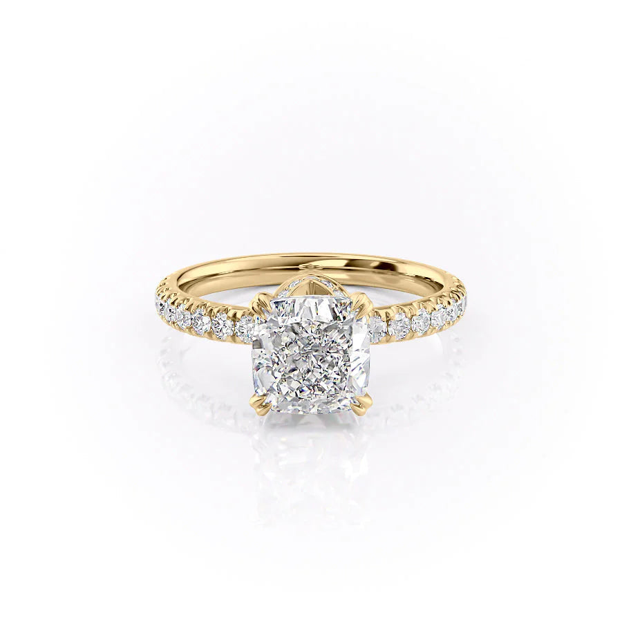 The Sia Set With Cushion Pave Lab Diamond 1 Carat 14K Gold#material_14k-gold