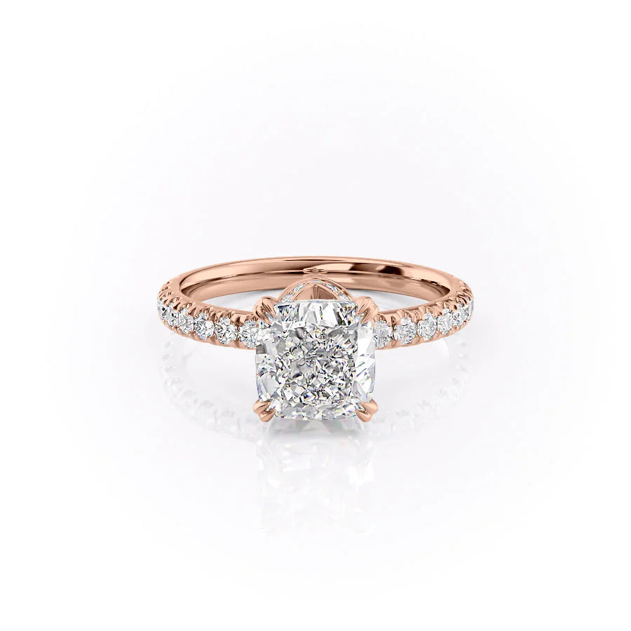 The Sia Set With Cushion Pave Lab Diamond 1 Carat 14K Rose#material_14k-rose