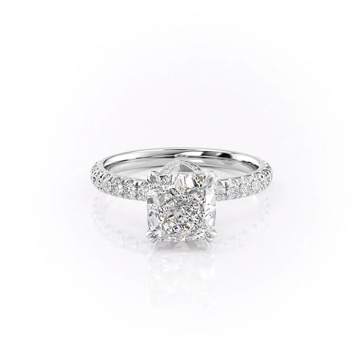 The Sia Set With Cushion Pave Lab Diamond 1 Carat 14K White#material_14k-white