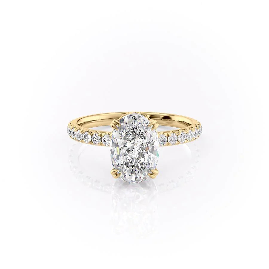 The Sia Set With Oval Pave Lab Diamond 1 Carat 14K Gold#material_14k-gold