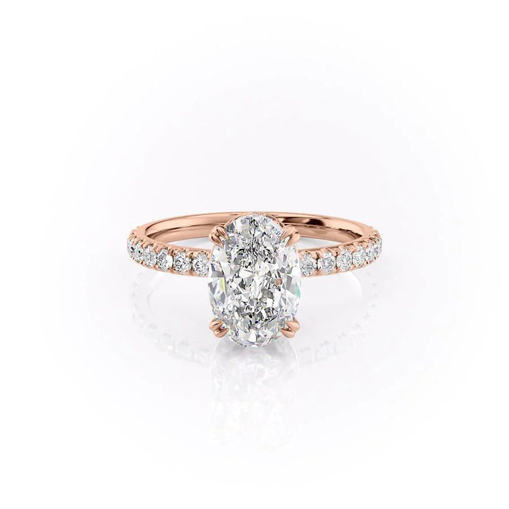 The Sia Set With Oval Pave Lab Diamond 1 Carat 14K Rose#material_14k-rose