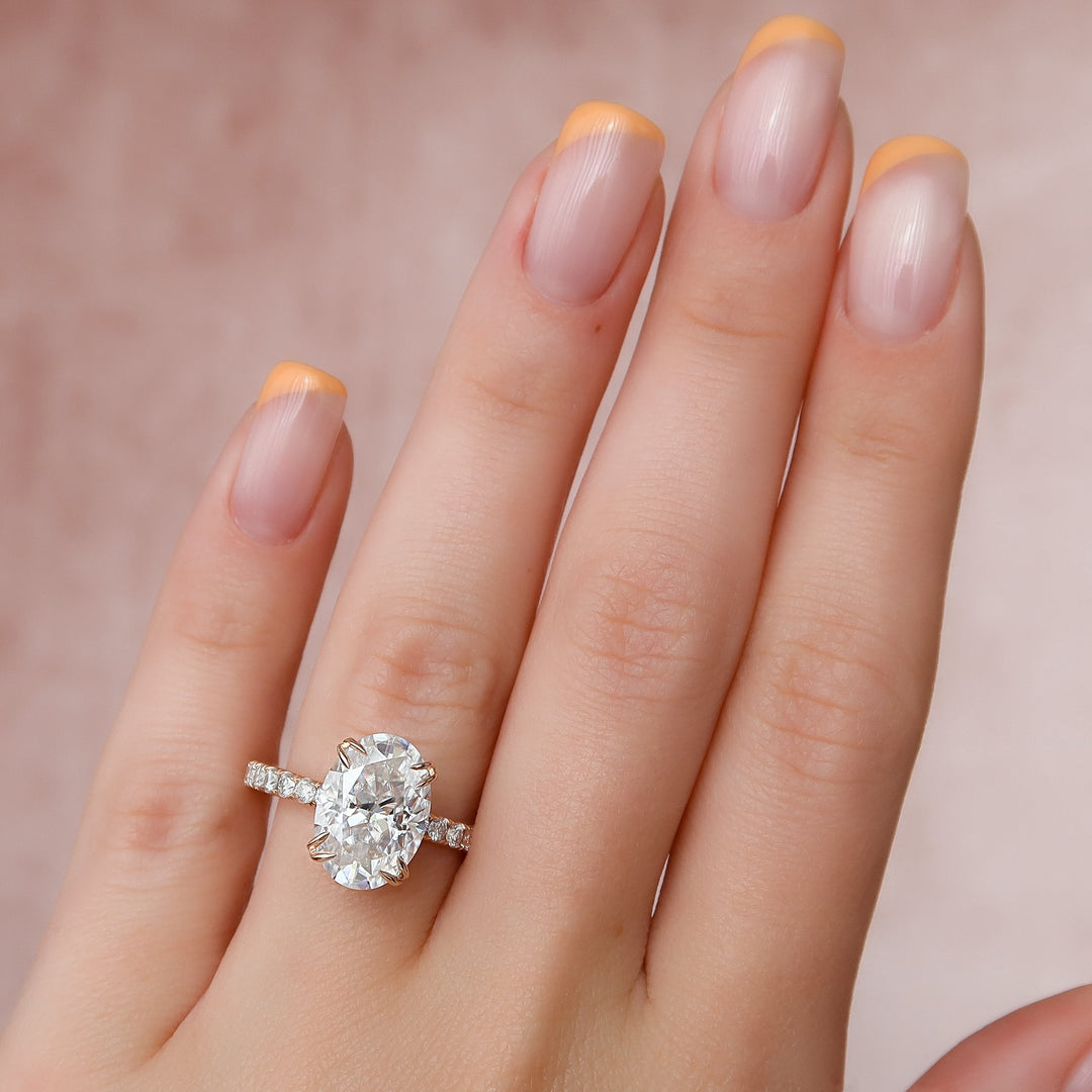 The Sia Set With Oval Pave Lab Diamond 2 Carat 14K Rose#material_14k-rose