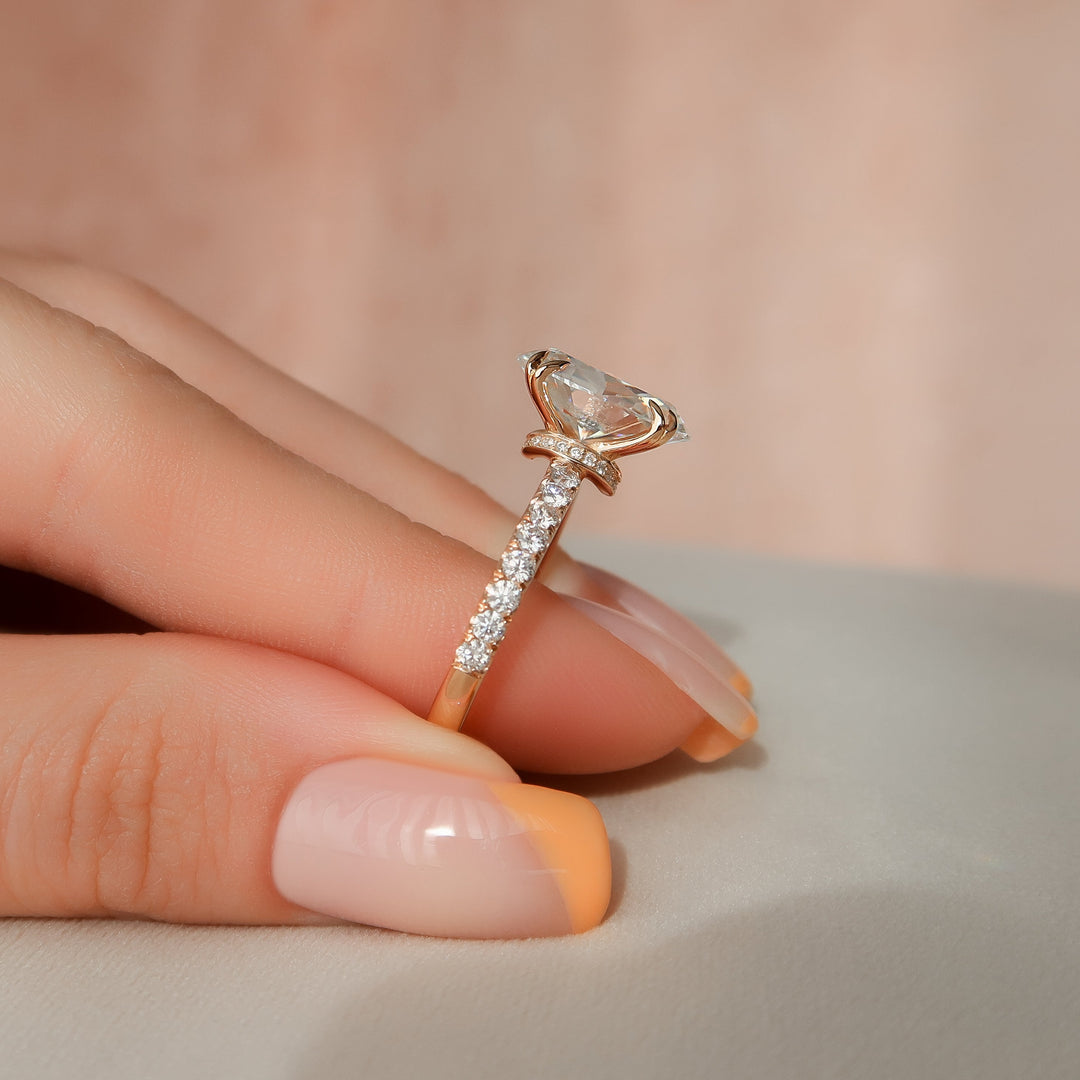 The Sia Set With Oval Pave Lab Diamond 3 Carat 14K Rose#material_14k-rose