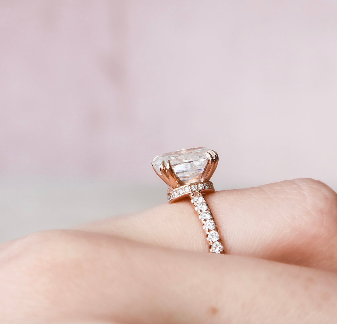 The Sia Set With Oval Pave Lab Diamond 1 Carat 14K Rose#material_14k-rose