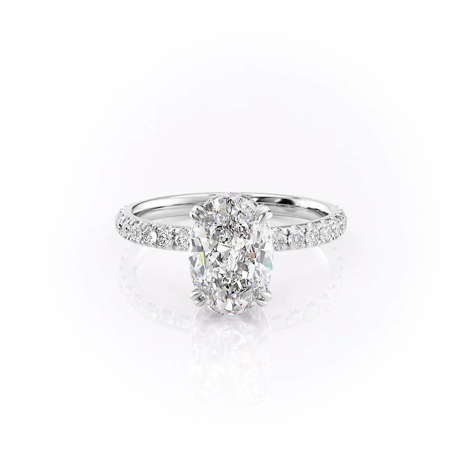 The Sia Set With Oval Pave Lab Diamond 1 Carat 14K White#material_14k-white