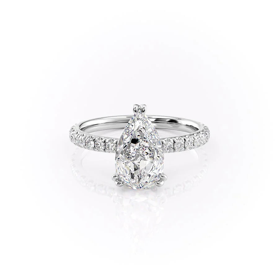 The Sia Set With Pear Pave Lab Diamond 1 Carat 14K White#material_14k-white