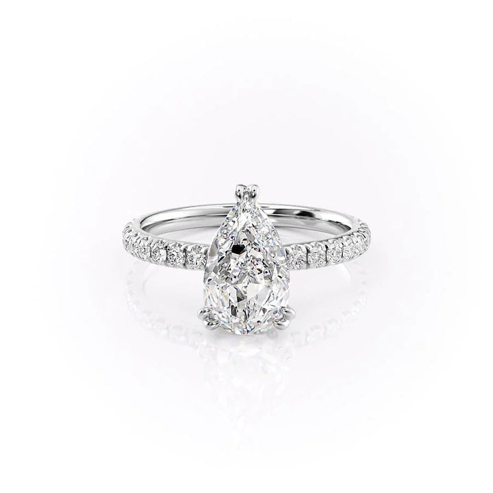 The Sia Set With Pear Pave Lab Diamond 1 Carat 14K White#material_14k-white