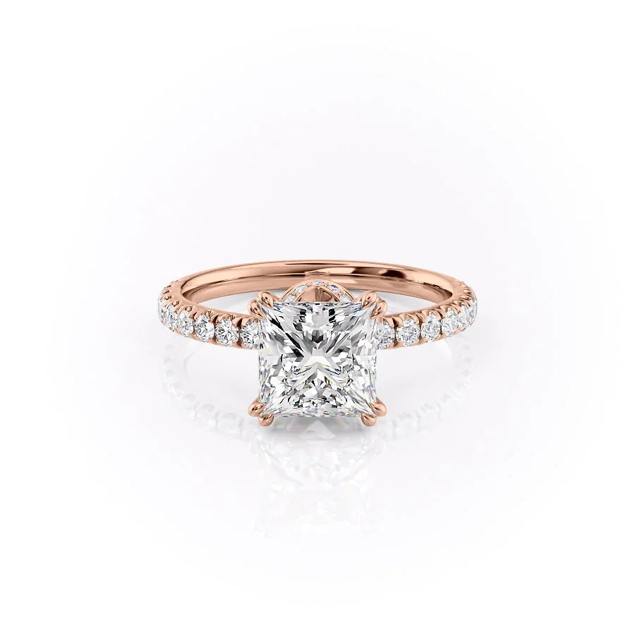 The Sia Set With Princess Pave Lab Diamond 1 Carat 14K Rose#material_14k-rose