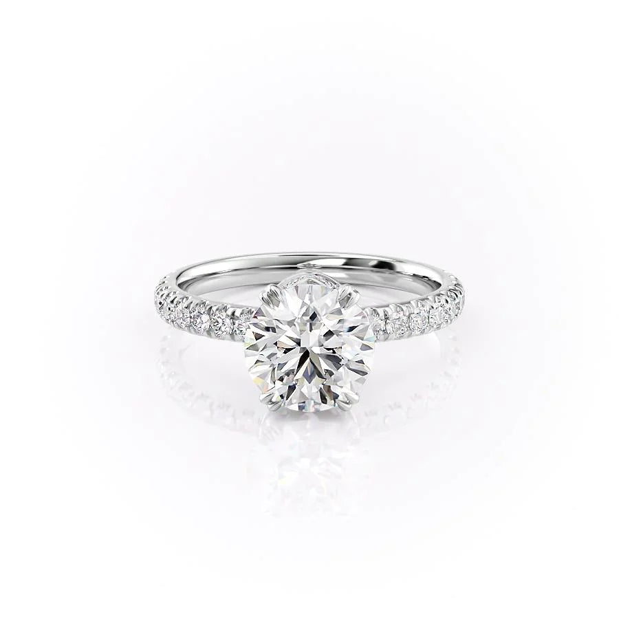 The Sia Set With Round Pave Lab Diamond 1 Carat 14K White#material_14k-white