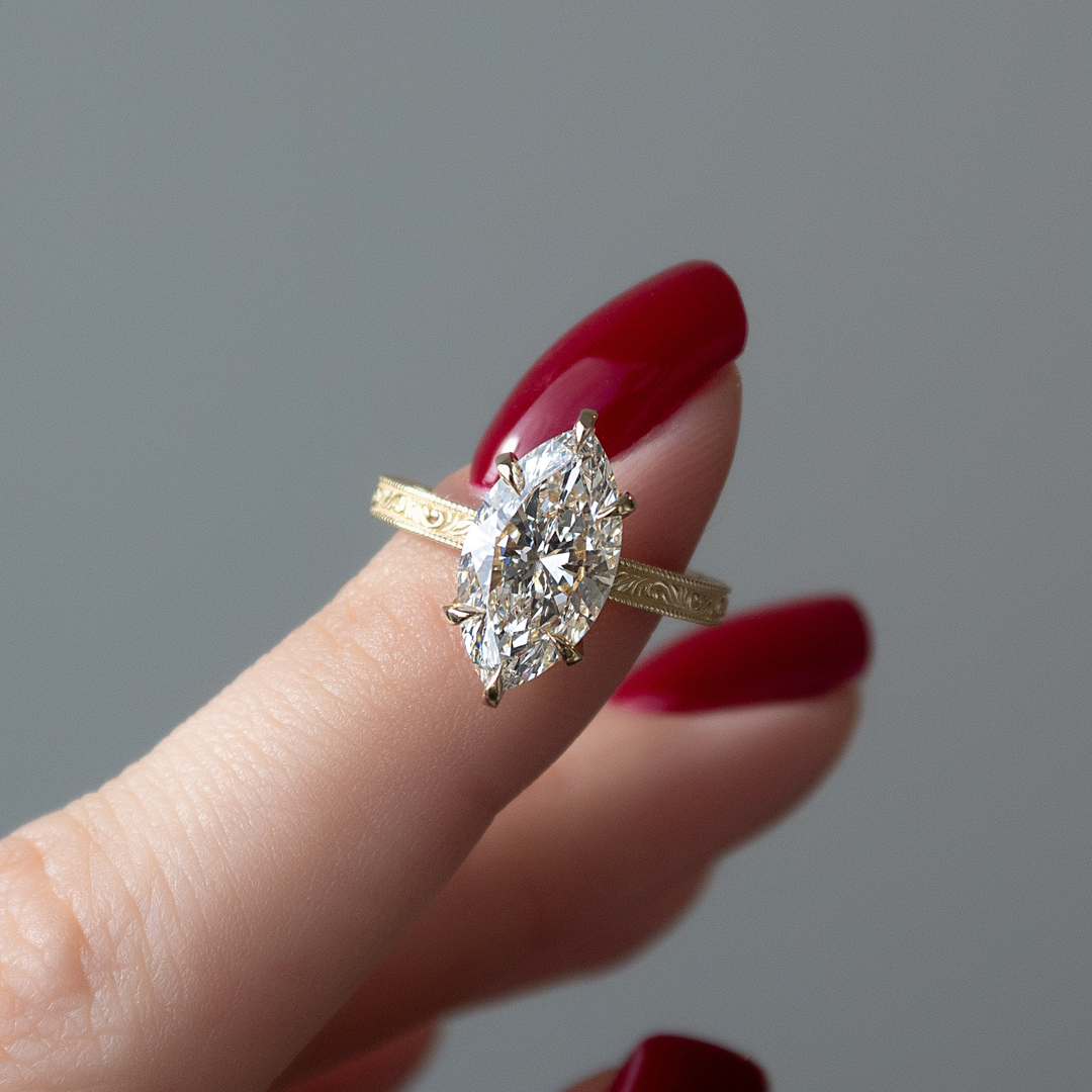 The Skye Set With A Marquise Lab Diamond#material_gold