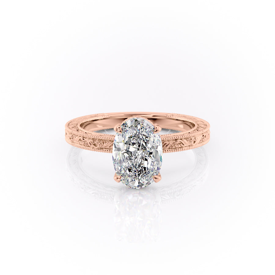 The Skye Set With An Oval Lab Diamond-L'Amour Brilliance #material_rose