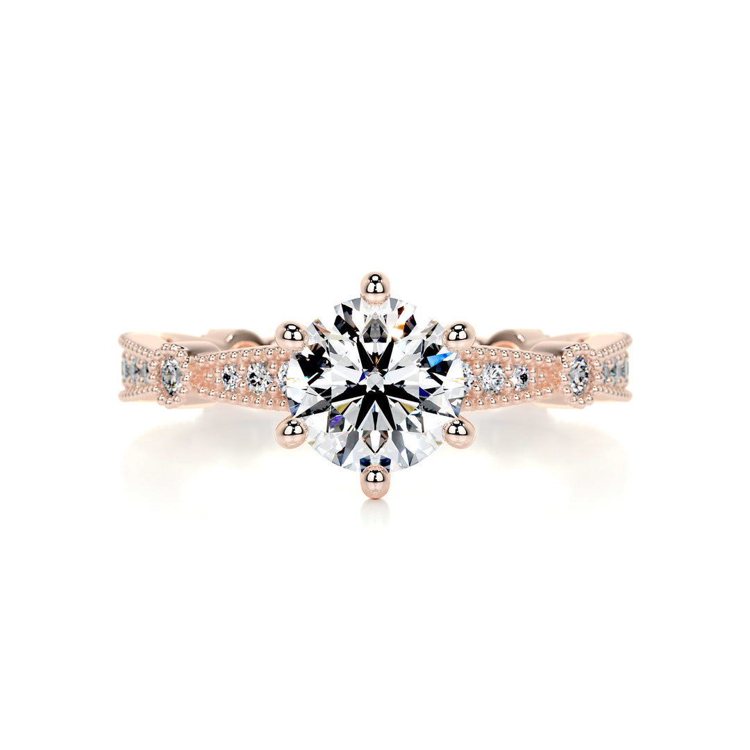 The Solana Moissanite & Diamonds Ring Moissanite 14K Rose 1 Carat Round#material_14k-rose