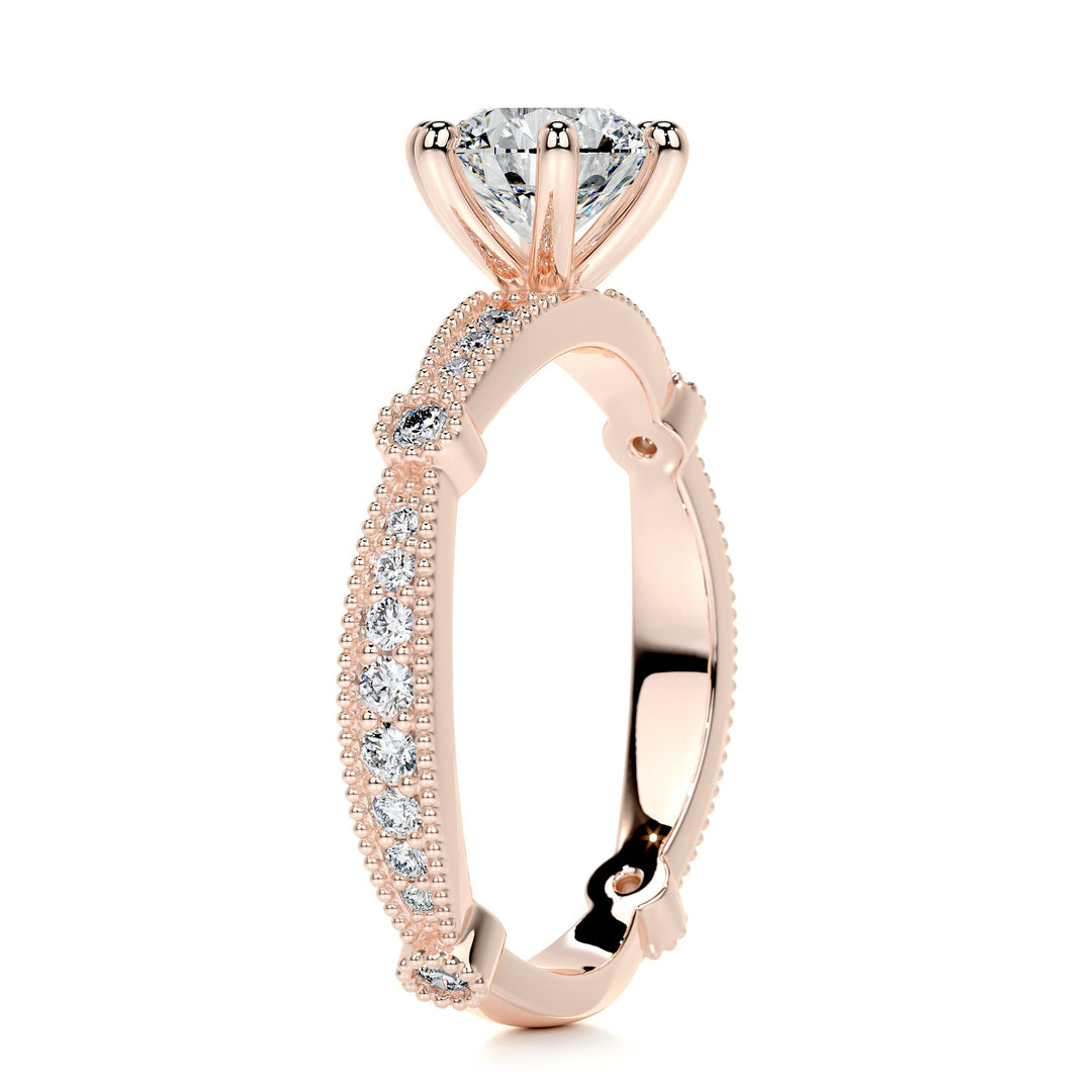 The Solana Moissanite & Diamonds Ring Moissanite 14K Rose 2 Carat Round#material_14k-rose