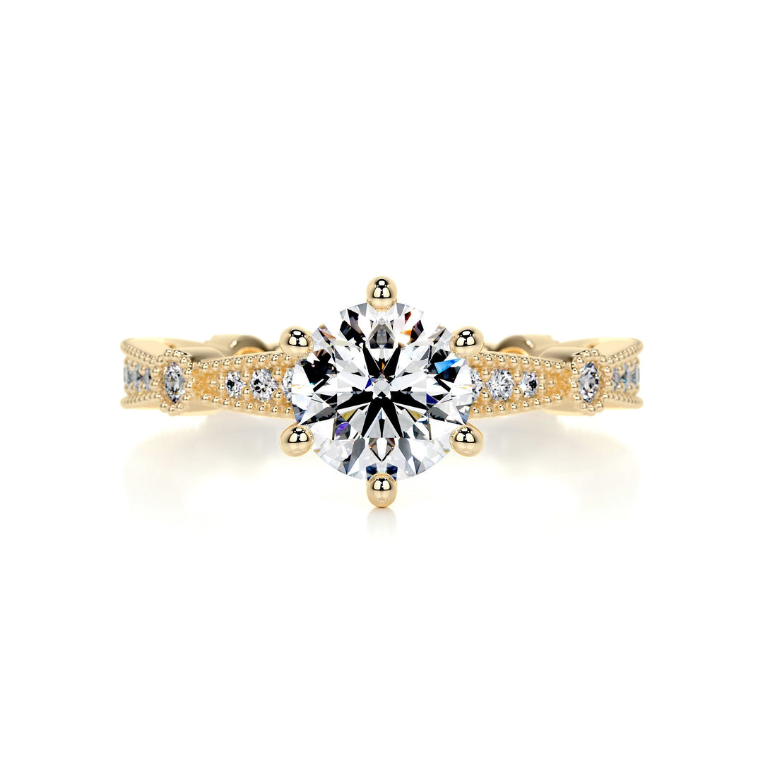 The Solana Moissanite & Diamonds Ring Moissanite 18K Gold 1 Carat Round#material_18k-gold