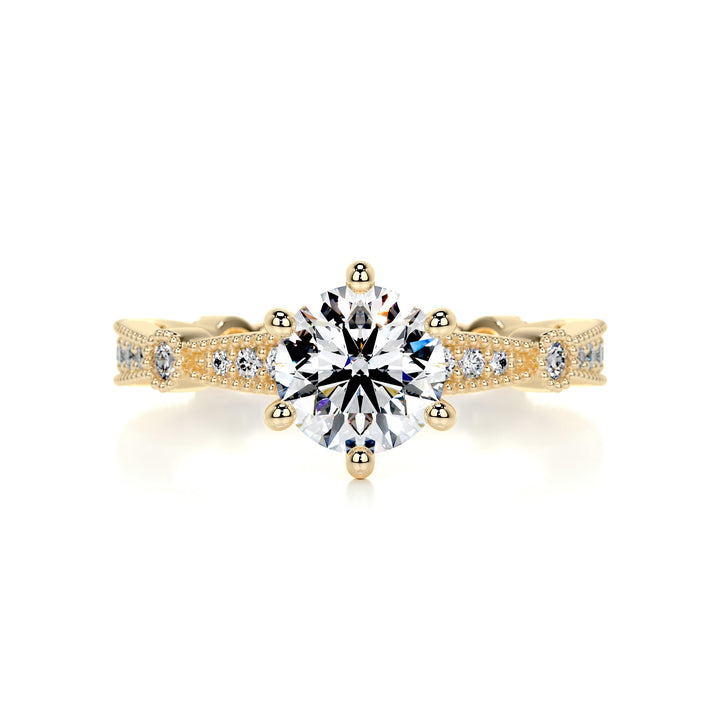 The Solana Moissanite & Diamonds Ring Moissanite 18K Gold 1 Carat Round#material_18k-gold