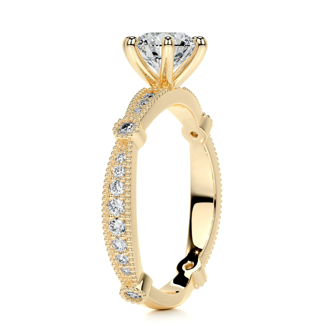 The Solana Moissanite & Diamonds Ring Moissanite 18K Gold 2 Carat Round#material_18k-gold