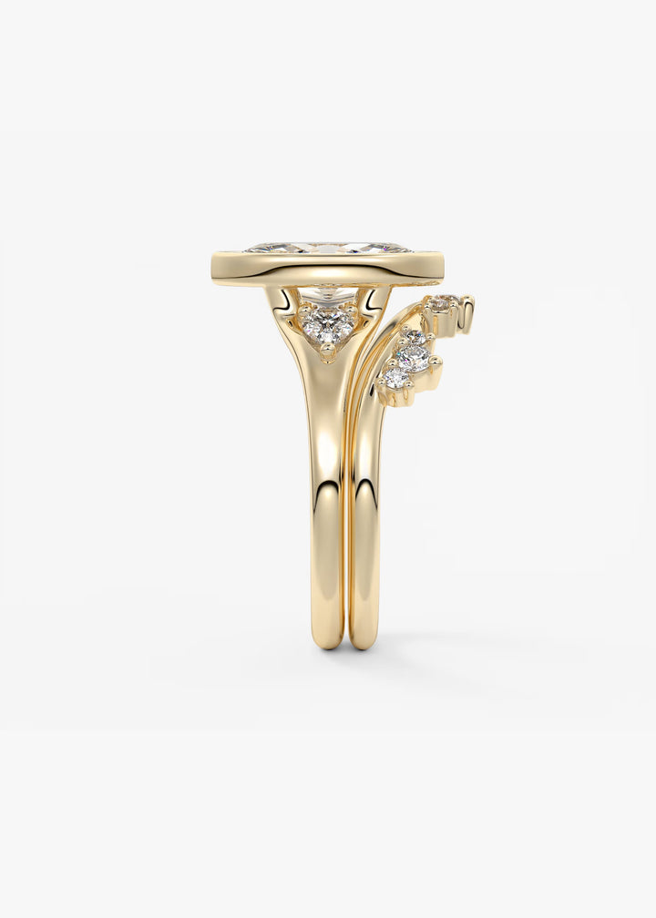 The Solene Bezel Set Marquise & Pear Split Shank Engagement Ring#material_gold