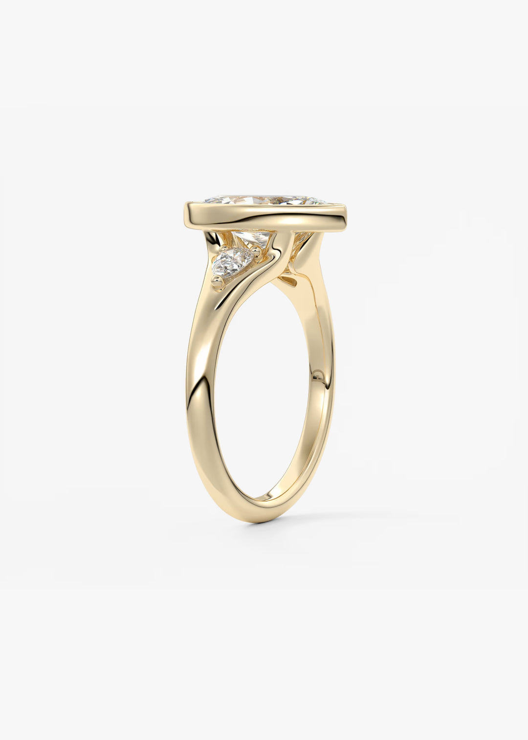 The Solene Bezel Set Marquise & Pear Split Shank Engagement Ring#material_gold