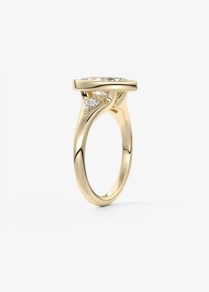 The Solene Bezel Set Marquise & Pear Split Shank Engagement Ring#material_gold