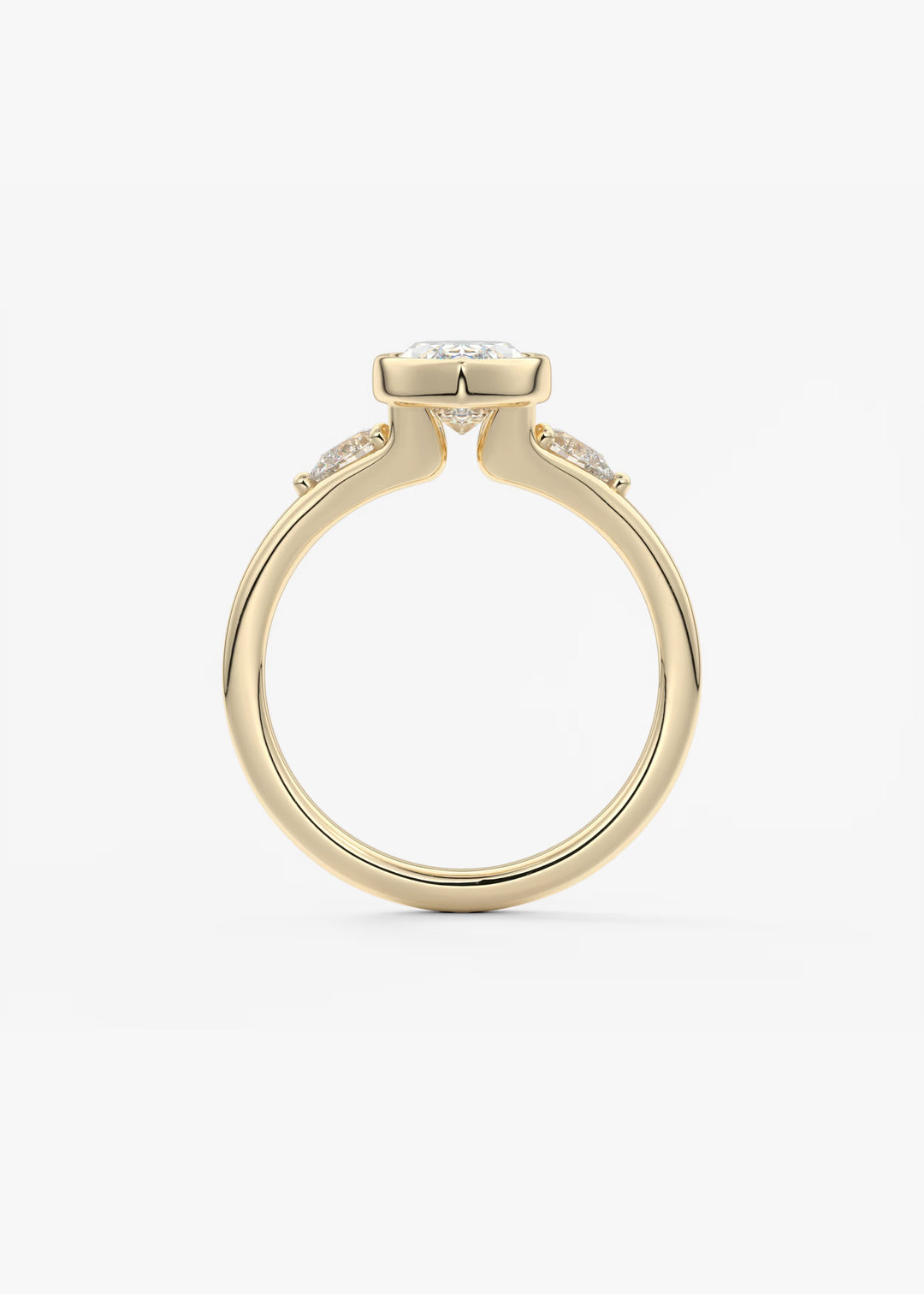 The Solene Bezel Set Marquise & Pear Split Shank Engagement Ring#material_gold