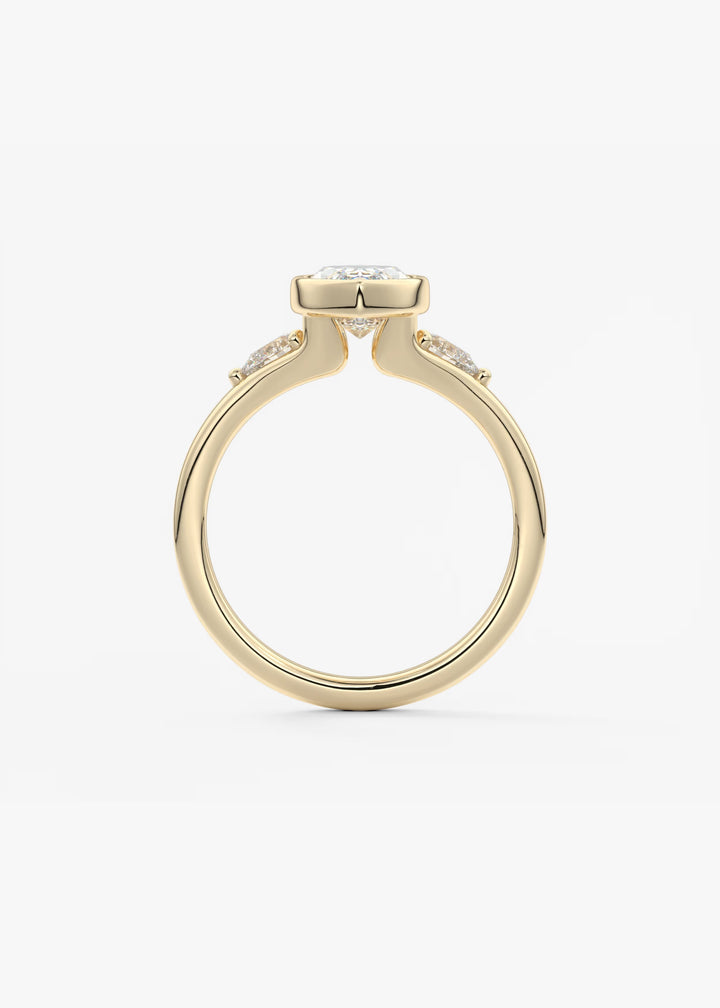 The Solene Bezel Set Marquise & Pear Split Shank Engagement Ring#material_gold