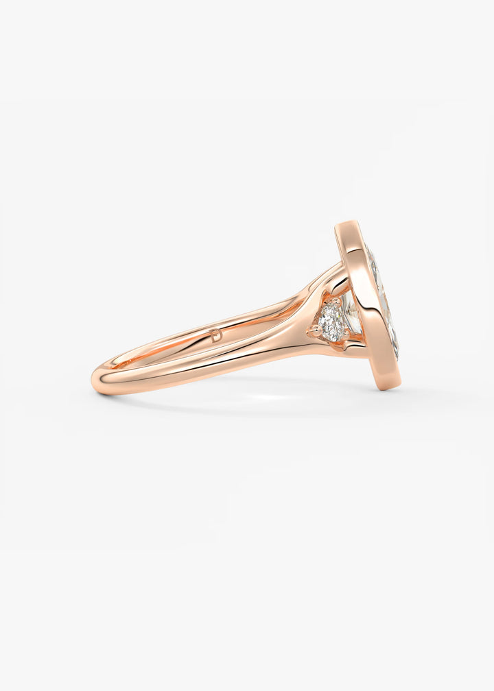 The Solene Bezel Set Marquise & Pear Split Shank Engagement Ring#material_rose