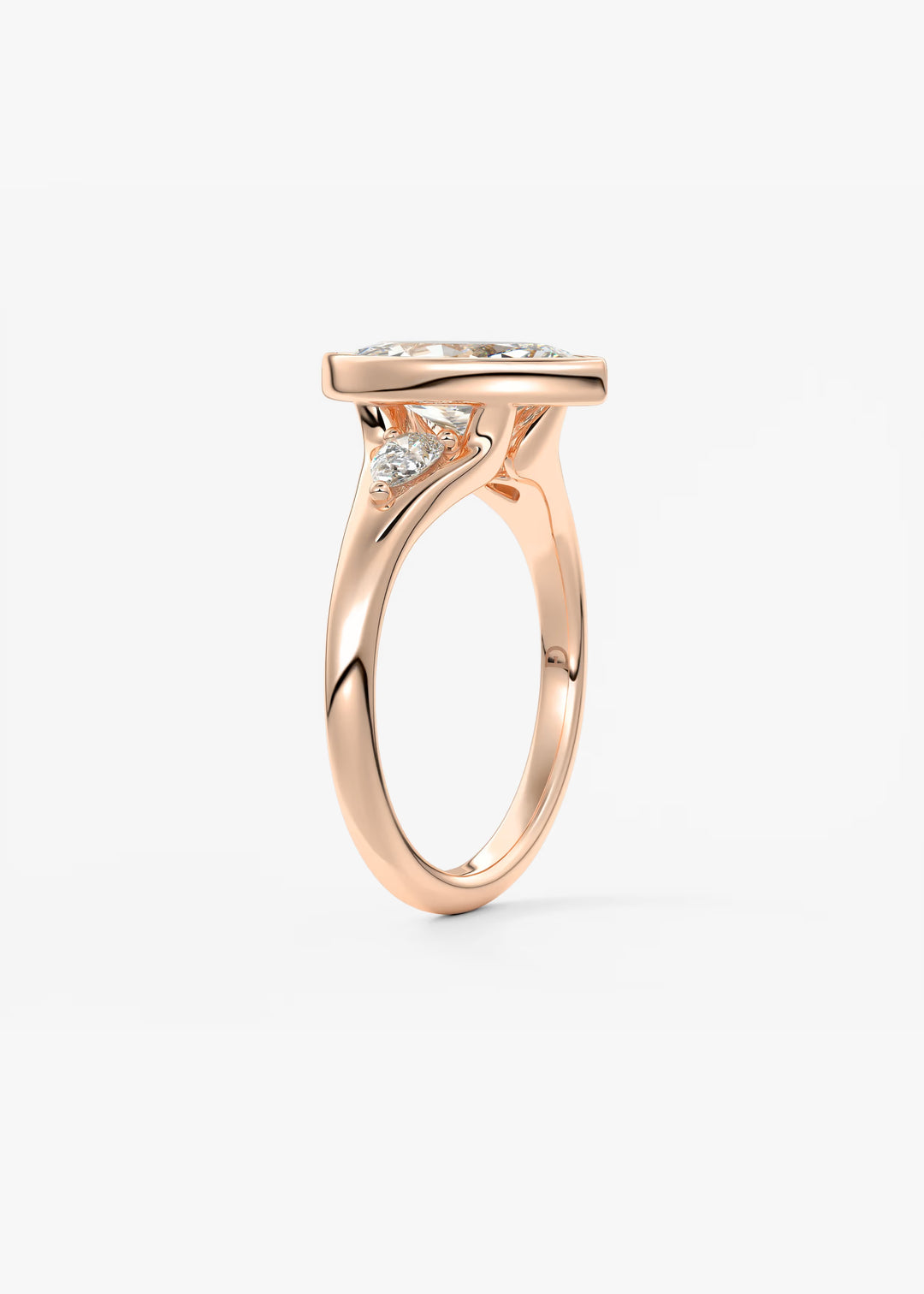The Solene Bezel Set Marquise & Pear Split Shank Engagement Ring#material_rose