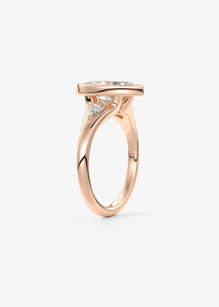 The Solene Bezel Set Marquise & Pear Split Shank Engagement Ring#material_rose