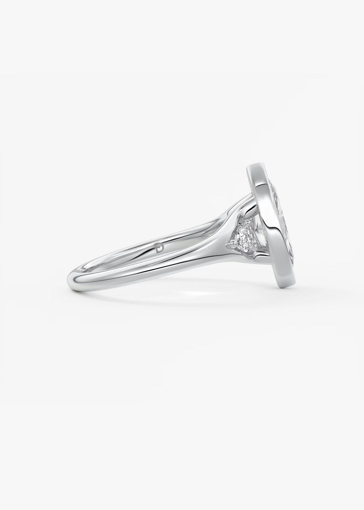 The Solene Bezel Set Marquise & Pear Split Shank Engagement Ring#material_white