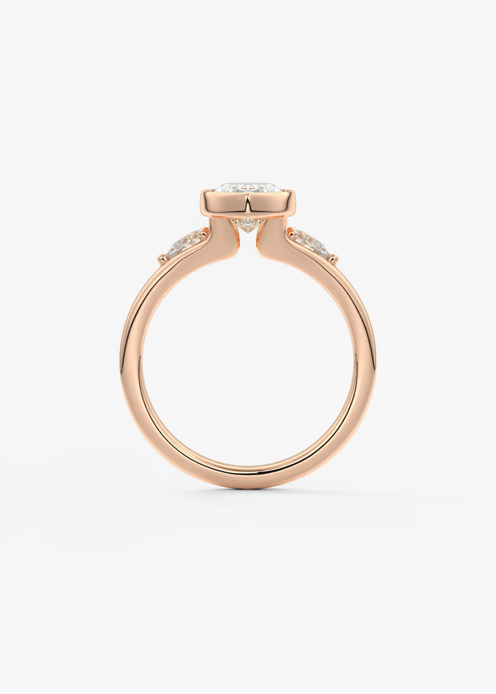The Solene Bezel Set Marquise & Pear Split Shank Engagement Ring#material_rose