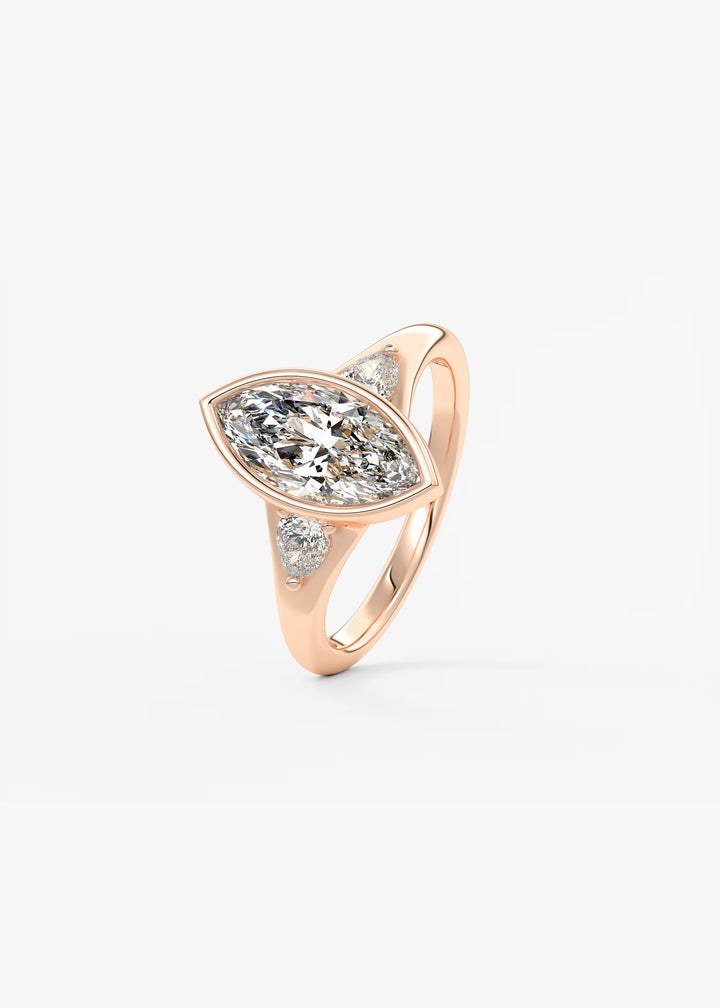 The Solene Bezel Set Marquise & Pear Split Shank Engagement Ring#material_rose