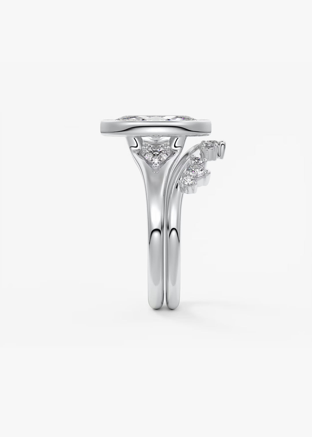 The Solene Bezel Set Marquise & Pear Split Shank Engagement Ring#material_white