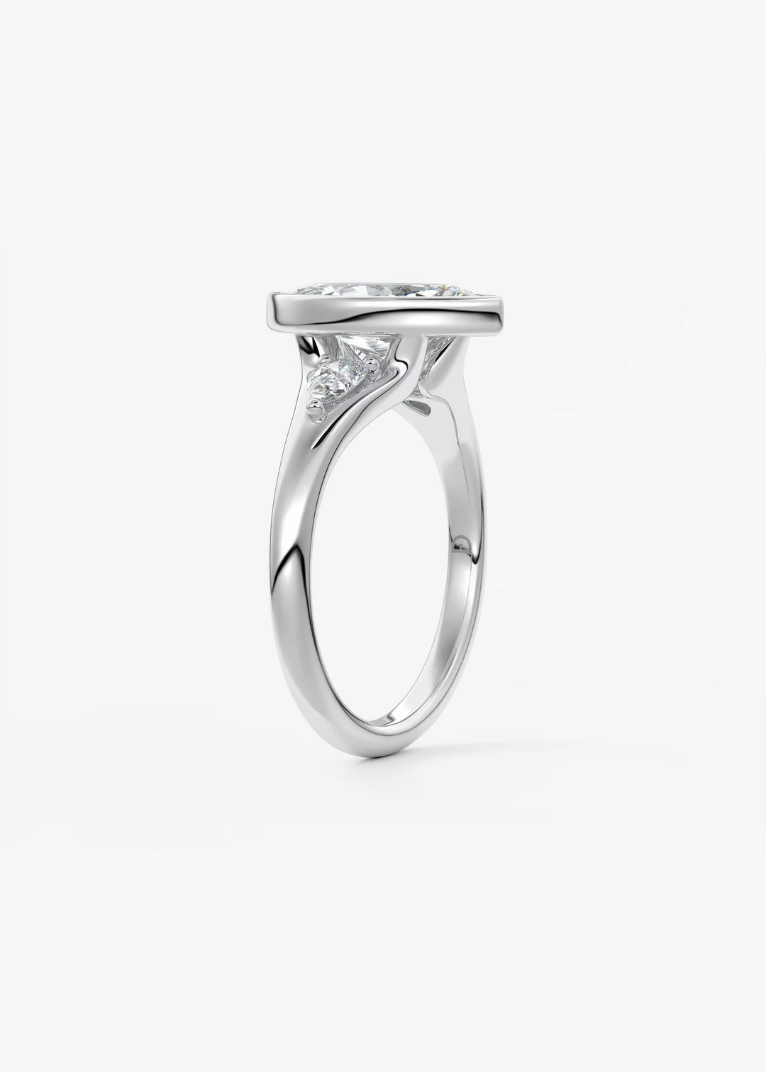 The Solene Bezel Set Marquise & Pear Split Shank Engagement Ring#material_white