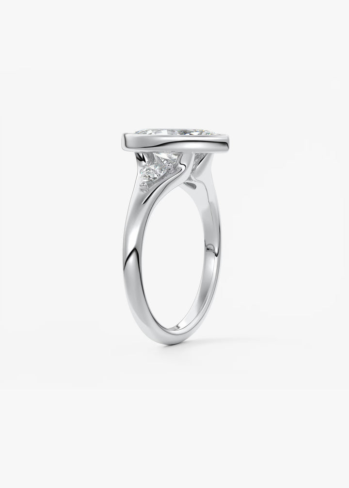 The Solene Bezel Set Marquise & Pear Split Shank Engagement Ring#material_white