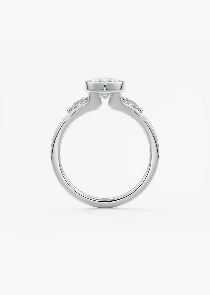 The Solene Bezel Set Marquise & Pear Split Shank Engagement Ring#material_white