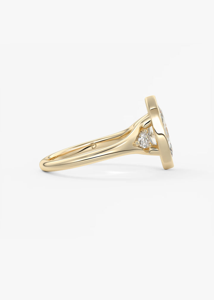 The Solene Bezel Set Marquise & Pear Split Shank Engagement Ring#material_gold