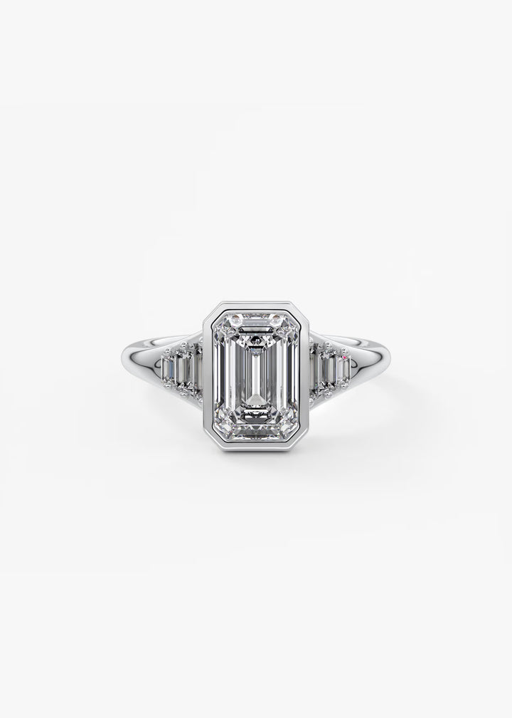 Diamond ring with a white background#material_white