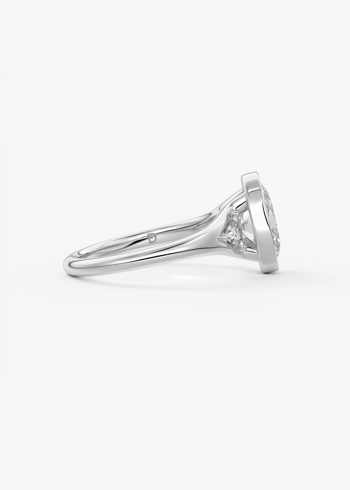 The Solene Bezel Set Oval & Trillion Split Shank Engagement Ring#material_white