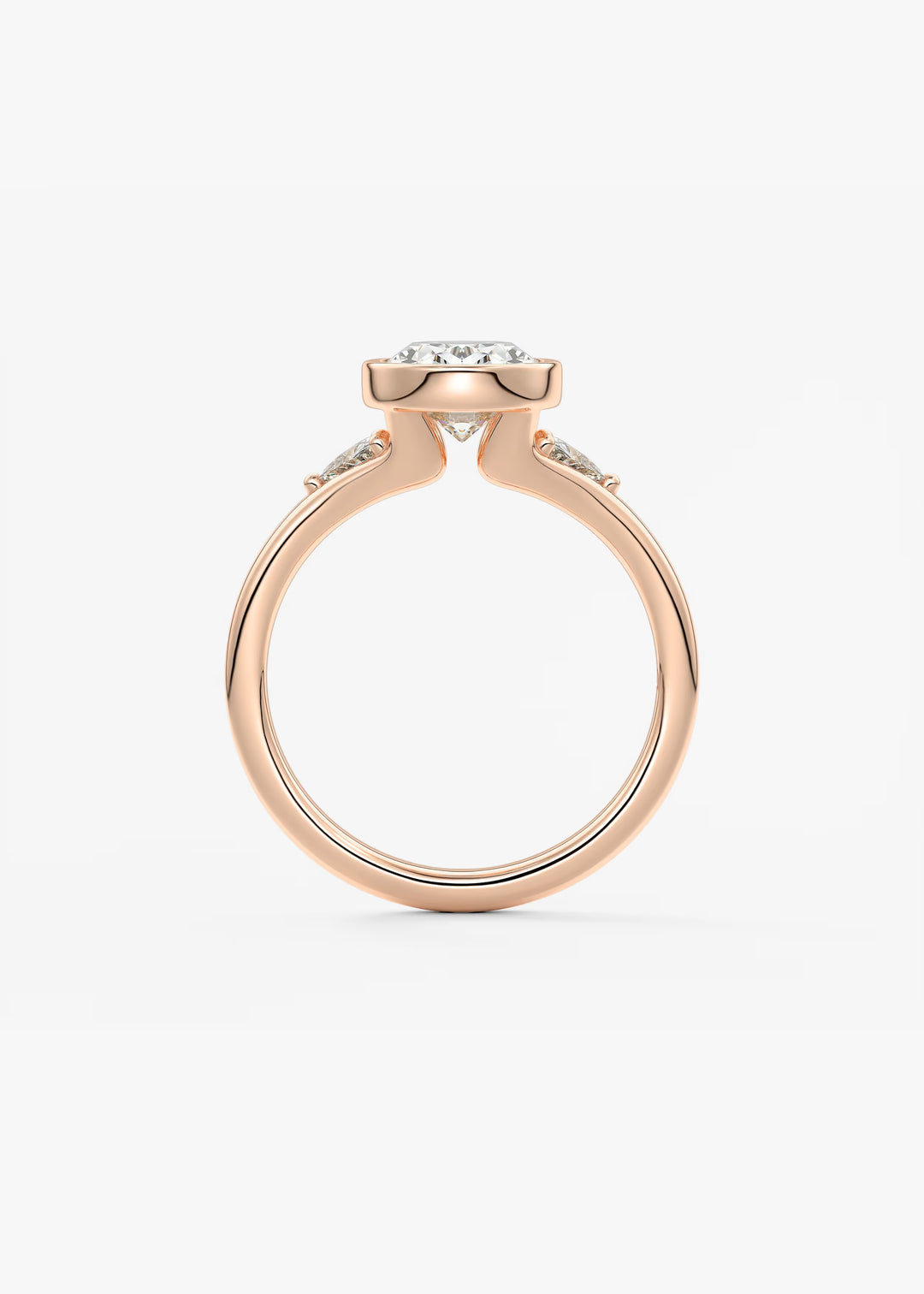 The Solene Bezel Set Oval & Trillion Split Shank Engagement Ring#material_rose