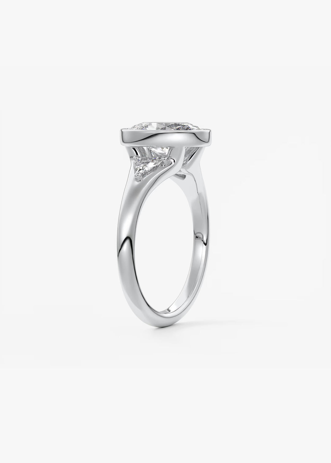 The Solene Bezel Set Oval & Trillion Split Shank Engagement Ring#material_white