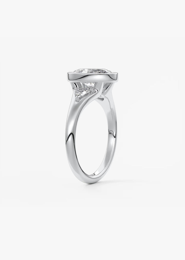 The Solene Bezel Set Oval & Trillion Split Shank Engagement Ring#material_white