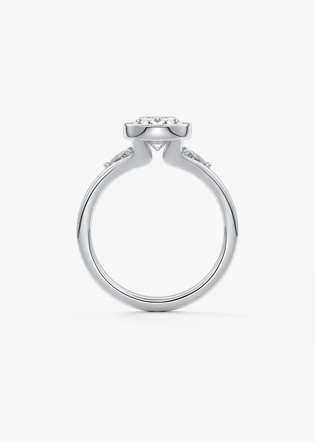 The Solene Bezel Set Oval & Trillion Split Shank Engagement Ring#material_white